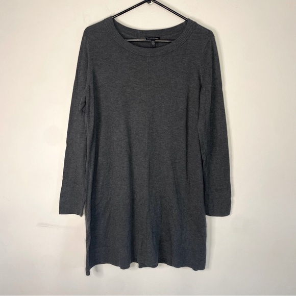 Eileen Fisher Gray Sweater Long Sleeve Sweater Dress Minimalistic Career Medium - Picture 1 of 13